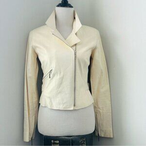 Neto Cream Genuine Leather Jacket